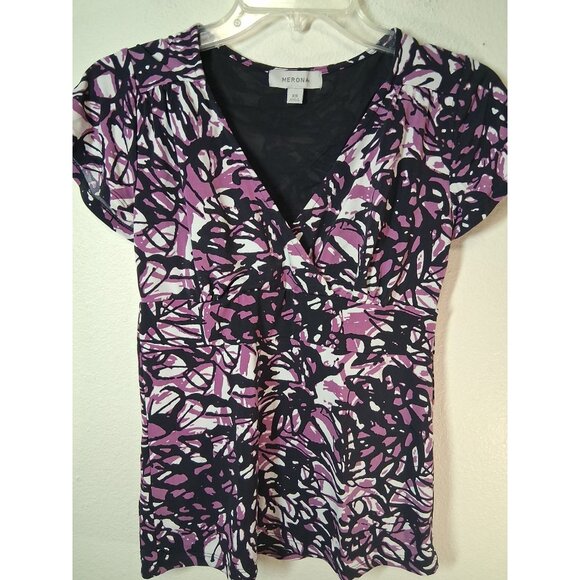 Merona Blouse Business Casual Boho Office Top Purple Women’s Size XS - Picture 3 of 5